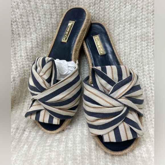 Louise et cie Camille espadrille bow slide open toe casual sandal Sz-6M. J - Picture 7 of 8